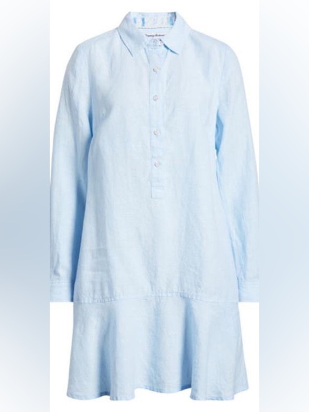 Tommy Bahama Coastalina Flounce Linen Mini Shirtdress in Linen Sky Women’s XL